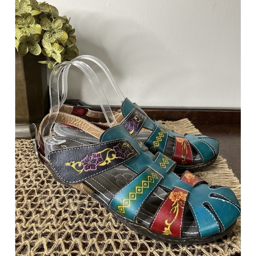 Socofy Slingback Sandals Floral Boho Comfort Wear Eu 40 US Women's Size 9